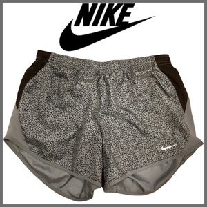 NIKE Dri Fit Athletic Shorts, Underwear Lining, Swoosh Logo, Black Gray Small